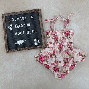 Spearmint Love Smocked Floral Skirted Romper - Pink Floral